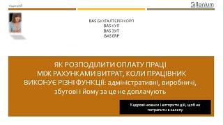 Як розподілити зарплату працівника між рахунками витрат в BAS Бухгалтерія КОРП