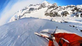 Skiing a Steep Chute in Valdez, AK