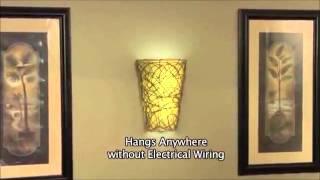 Battery Operated Wall Sconce - Wicker Style with Remote