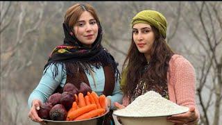 Baking fruit bread in the village! Cooking on a snowy day