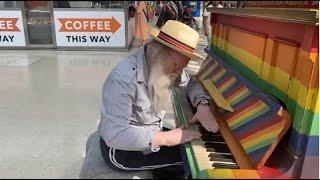 Gandalf Wild Beard playing the Piano at Brighton Station