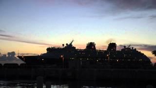 Cruise ship Disney magic leaves Key west at sunset Filmed by Yvan Mayfair