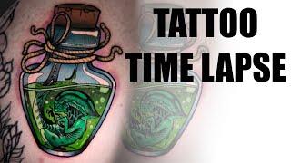 TATTOO TIME LAPSE | Neotraditional Alien Tattoo