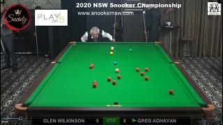 Snooker 'HD' Rounds Glen Wilkinson  Vs Greg Aghayan  2020 NSW Snooker Championship