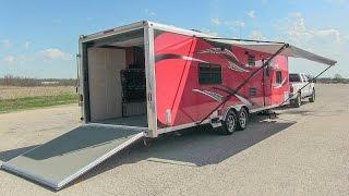 2014 Forest River Work and Play 30WLA toy hauler travel trailer walk-around tutorial video (SOLD)