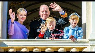 Sleepy Prince Jacques and Princess Gabriella during the National Day of Monaco?! #prinsescharlene