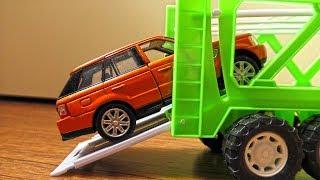 Video about Toy Cars being transported by Trucks and Haulers (for kids)