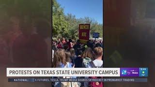 Texas State University Police step in to keep order in campus protest