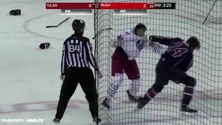 ECHL: Garrett Klotz and Mike McKee Fight (2nd) | Rapid City Rush vs Tulsa Oilers 2-13-21