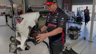 Damage to Heimgartner's Supercar after airborne crash