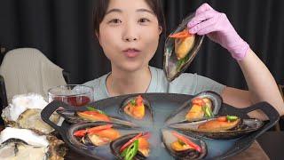 추운날씨에 따뜻한 홍합탕 이렇게 큰 홍합 처음이야 !  Mussels & oyster Mukbang