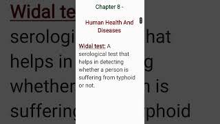 What is Widal Test? Class 12 Biology Chapter 8