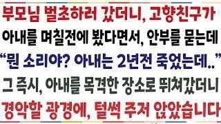 (반전신청사연)부모님 벌초하러 갔더니, 어디에서 아내를 목격했다고 하는데 "무슨소리야?" 그 장소로 즉시 찾아갔더니 그 모습을 보고 주저앉았습니다[신청사연][사이다썰][사연라디오]