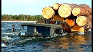 MOST CRAZY FASTEST LOGGING TRUCK CARS RUSSIAN DRIVERS FAILS OFF ROAD & EXTREME RIVER CROSSING