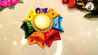 Cardboard diya decoration | Diwali decoration ideas | Diya stand kaise banaen| Diya decoration #diya