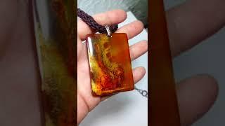 Аленький цветочек, колье с росписью в технике Флюид Арт или fluid art.