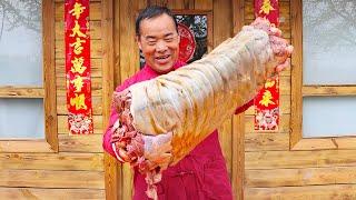 Huge Donkey Neck Cooked in a Big Pot! Both the Meat and Skin are Delicious! | Uncle Rural Gourmet