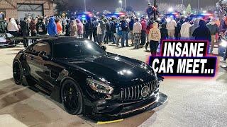 I took my widebody AMG to Dallas's CRAZIEST car meet... (Cops, Cars catching fire, 2-step comp..)