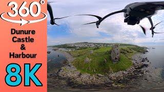 Mind-Blowing 360° Drone Footage Over Scottish Castle Ruins & Fishing Village Harbour