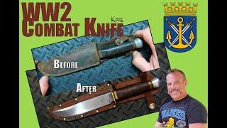 Leather Restore | WW2 Era Combat Knife | Keefe - Soligen, Germany - "City of Blades" Restoration