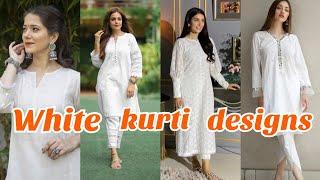 LATEST WHITE KURTI DESIGNS️ #outfitstyling #white #kurtis #trendingshorts