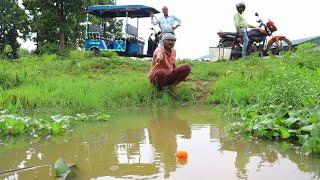 Fishing Video | The fun of fishing with a hook in the village canal is different  Best rod fishing