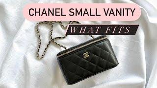 CHANEL SMALL VANITY WITH CHAIN REVIEW AND What fits