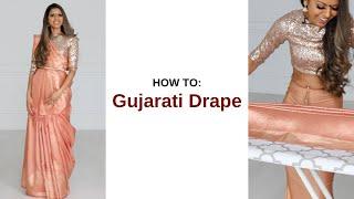 How to Gujarati Drape | Different Styles Saree Draping | Rose Gold Silk Saree | Tia Bhuva