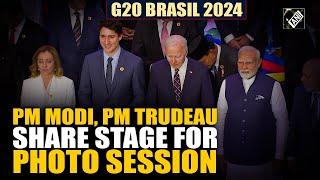 G20 Brasil: PM Modi, Canadian PM Trudeau share stage as world leaders gather for photo session