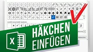 Häkchen in Excel einfügen