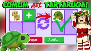 TROCANDO COMUM ATÉ TARTARUGA! Evoluindo com Trocas! Adopt Me! ROBLOX 