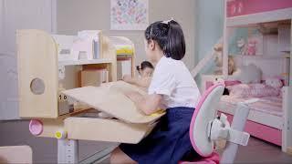 【MJ120H-2M2KIDS】Best Ergonomics Study Desk and Chair Height Adjustable Kids Desk and Chair