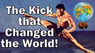 Van Damme's kick that Changed the World! / JCVD Helicopter (jump spin kick) TimeLine