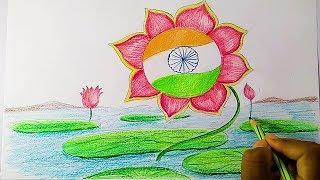 Easy drawing for beginners | Creative Independence Day Drawing with Color Pencil