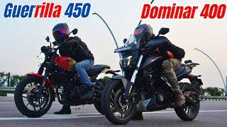 Guerrilla 450 vs Dominar 400 Drag Race