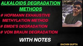 ALKALOIDS DEGRADATION METHODS ll HOFMANN EXHAUSTIVE METHYLATION ll EMDE'S METHOD ll VON METHOD ll