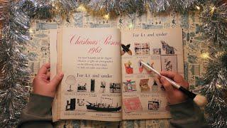 ASMR 1960s Vintage Christmas Magazine Flip Through (whispering, tracing, brushing, paper sounds)