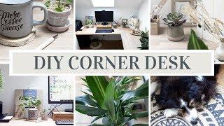 A DIY corner desk for the room at the top of the stairs