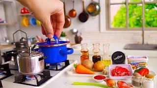 Mini Coffee Beef Stew | Asmr | Tiny Food | KITCHEN COOKING PLAY SET TOYS |  Café Ensopado de Carne