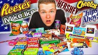 Ulitmate amerikāņu konfekšu noslēpumu kastītes izaicinājums! (EXTREME SUGAR RUSH) — MUKBANG