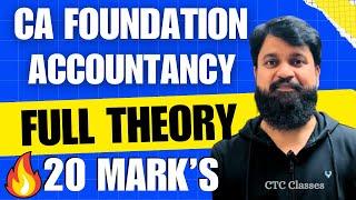 CA Foundation Accounts Theory I Full Syllabus I All IMPORTANT Questions Covered I CTC Classes