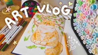 draw with me with art markers, sketchbook asmr, drawing idea ️  art vlog