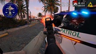[NO COMMENTARY] 4K GTA V LSPDFR - BORDER PATROL SHOOTING, BIKE CRASH & HIGHSPEED CHASE!