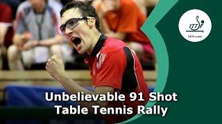 Unbelievable 91 Shot Table Tennis Rally