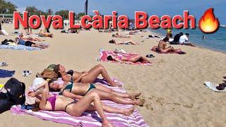 Nova Lcària Beach️️Hot DaySpring Vibes️Barcelona city 4k walk