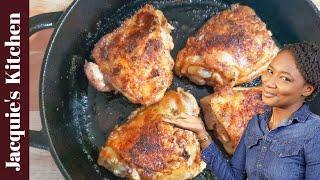 Cast Iron Fried Chicken Thighs | CRISPY ON THE OUTSIDE, JUICY ON THE INSIDE