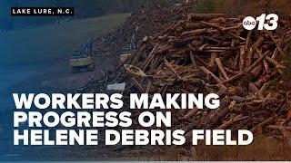 Workers continue making progress on Lake Lure's Helene debris field