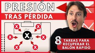 ️ PRESIÓN TRAS PÉRDIDA AGRESIVA y EFECTIVA en Fútbol (8 TAREAS para entrenarla)