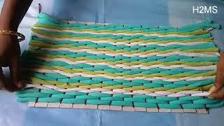 How to make simple carpet/doormat/rug/tablemat,DIY T-shirts recycling,old clothes recycling ideas