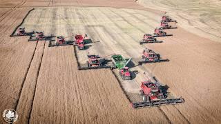 RED Army XXL - 10 x Case IH Mähdrescher & 2x Case 620 Quadtrac - Ernte 2024 bei PJ & B Farms